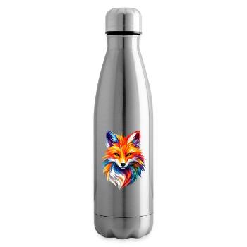 Colorful Fox Polygon Design – Moderne Fuchs Kunst - Isolierflasche - Lightsilver - Rechts
