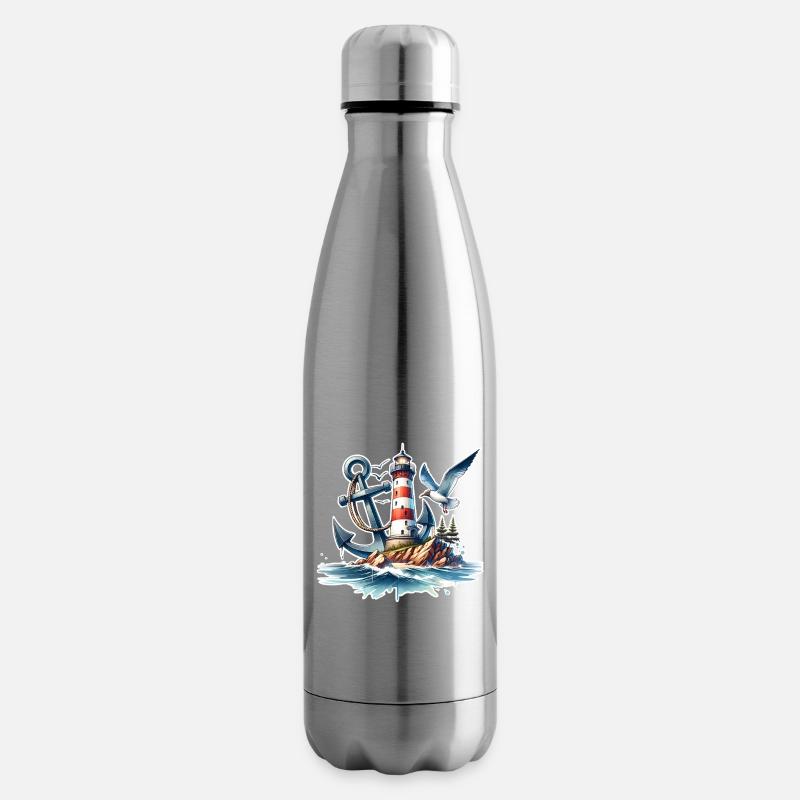 Leuchtturm Anker  - Isolierflasche - Lightsilver