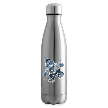 Grinning Rapper with Gold Chain - Insulated Water Bottle - silver - Right