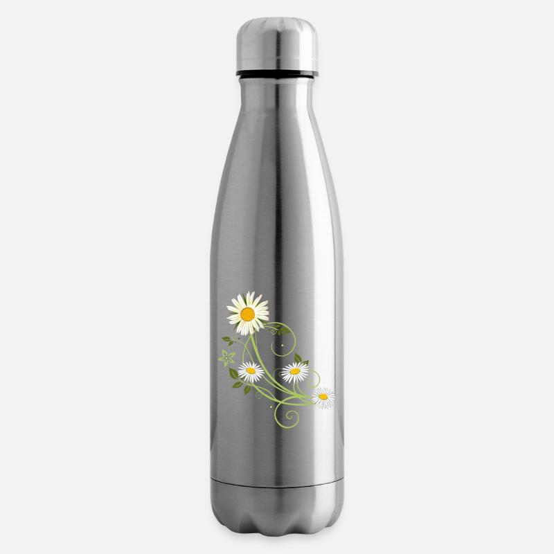 Ranke mit Margerite und Gänseblümchen - Isolierflasche - Lightsilver
