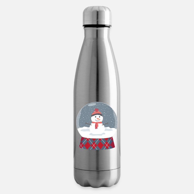 Glaskugel mit Schneemann - Isolierflasche - Lightsilver