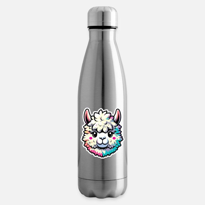 Alpaka Kopf bunt - Isolierflasche - Lightsilver