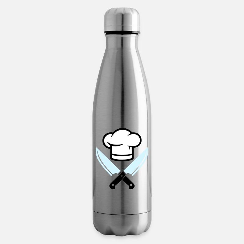 Logo du couteau chapeau de chef - Bouteille isotherme - argent clair