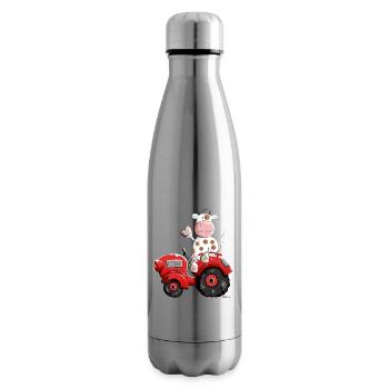 Kuh fährt Traktor - Isolierflasche - Lightsilver - Rechts