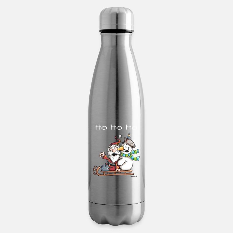 Weihnachtsmann und Schneemann - Comic - Isolierflasche - Lightsilver