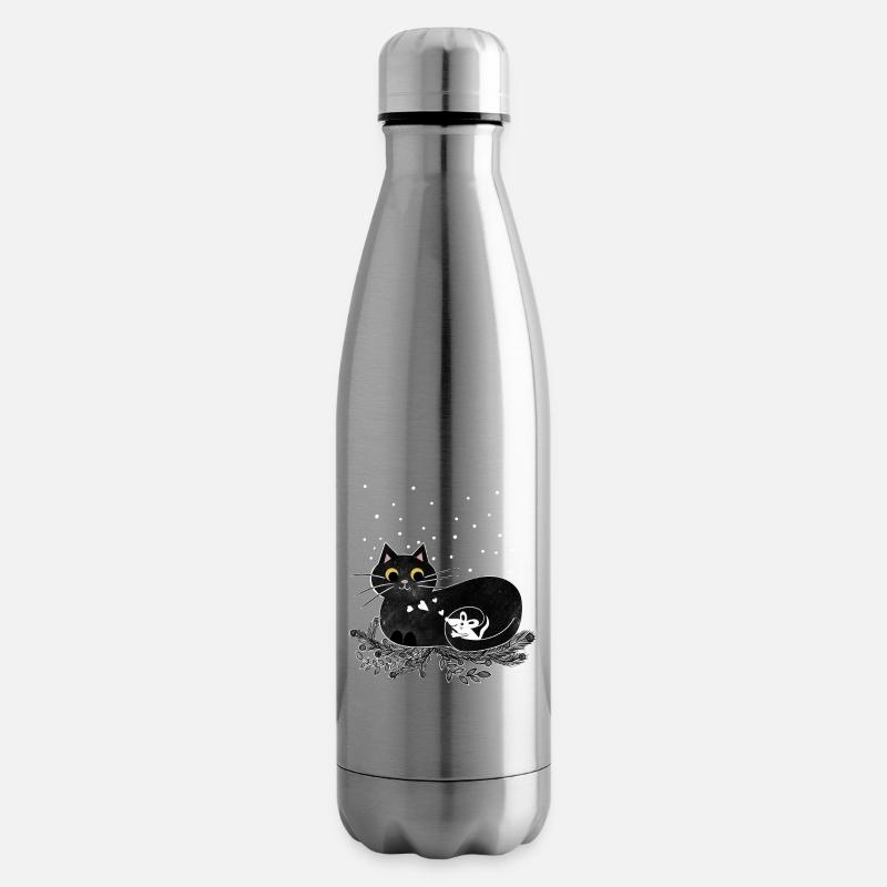 Katze Maus Winter Illustration - Isolierflasche - Lightsilver