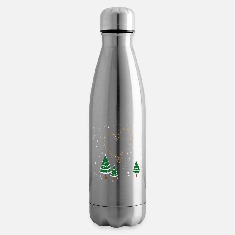 Winterwald Herz Sterne - Isolierflasche - Lightsilver