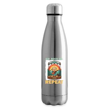 Coffee cup rock concert illustration - Insulated Water Bottle - silver - Right