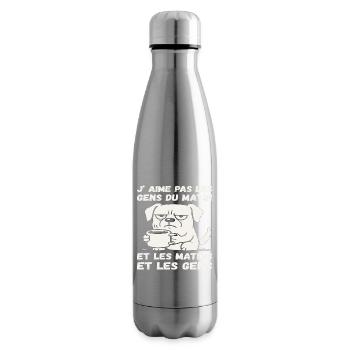 J' Aime Pas Les Gens Du Matin Humour Chien Café  - Bouteille isotherme - argent clair - Droite