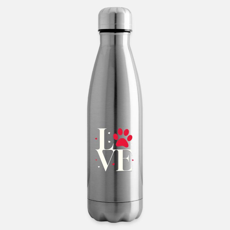 Liebe mit Pfotenabdruck - Isolierflasche - Lightsilver