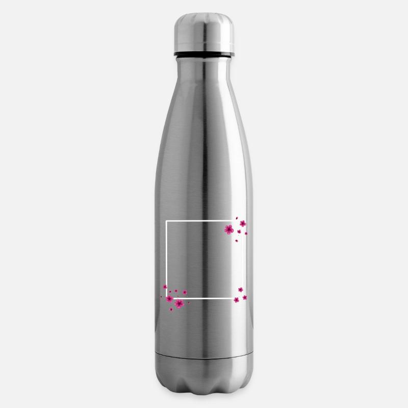 Fleurs carrées Rose - Bouteille isotherme - argent clair