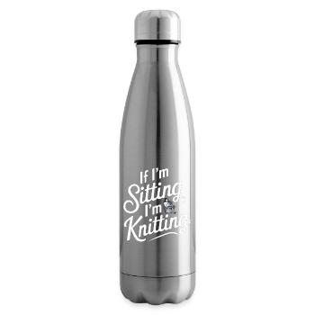 Wenn ich sitze, stricke ich - Isolierflasche - Lightsilver - Rechts