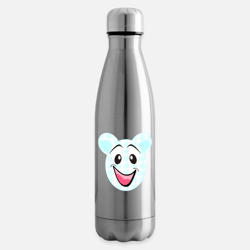 Lächelnder Bär mit Blumenmuster - Isolierflasche - Lightsilver