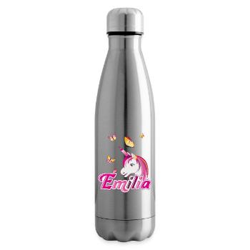 Emilia, nom de jeune fille, prénom préféré - Bouteille isotherme - argent clair - Droite