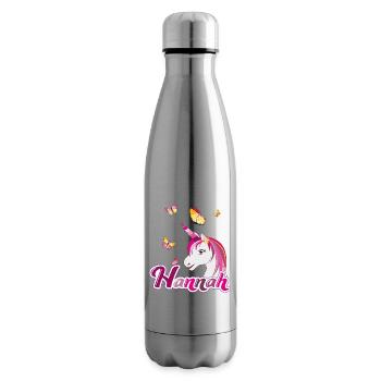 Hannah, nom de jeune fille, prénom préféré - Bouteille isotherme - argent clair - Droite