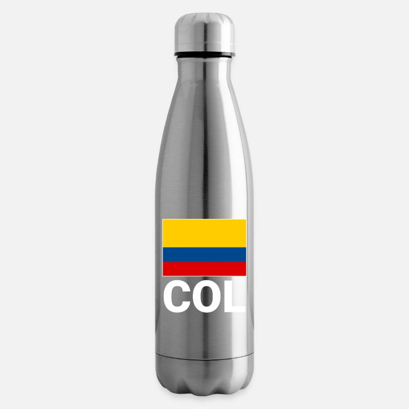 Drapeau de la Colombie avec l’abréviation COL - Bouteille isotherme - argent clair