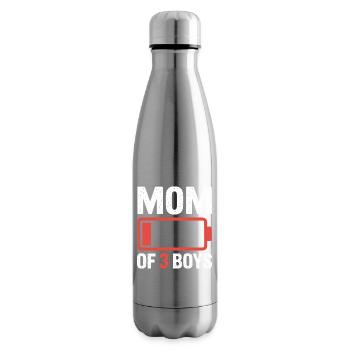 Mom of 3 Boys Battery Logo - Insulated Water Bottle - silver - Right