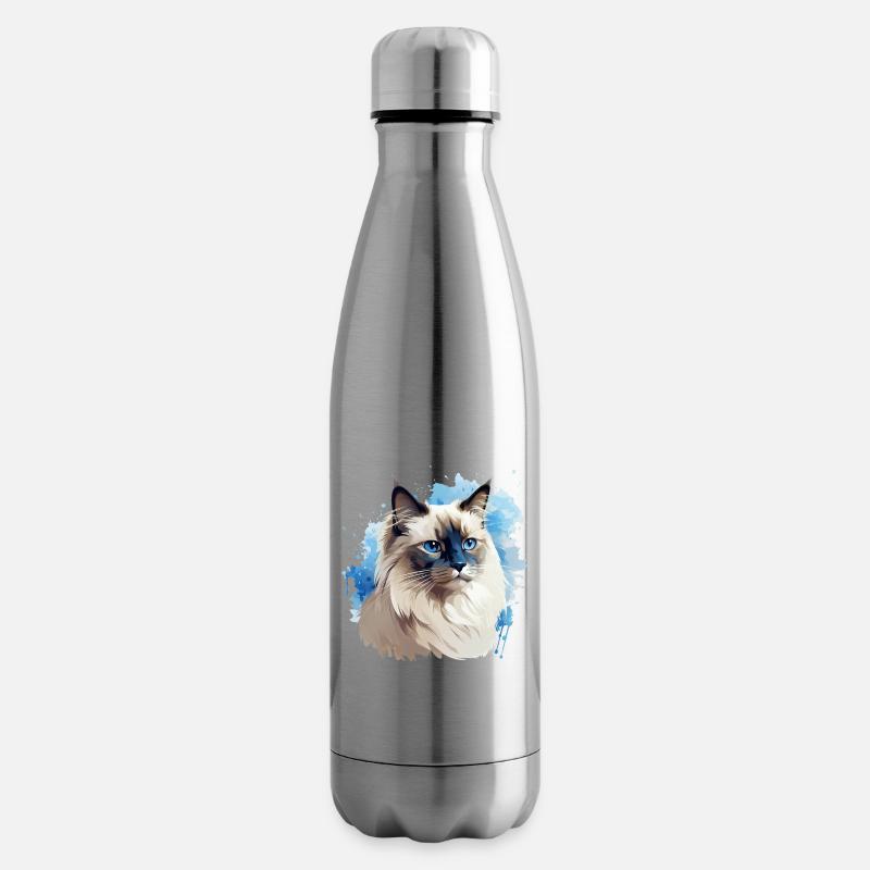 Katze Kopf Heilige Birma - Isolierflasche - Lightsilver
