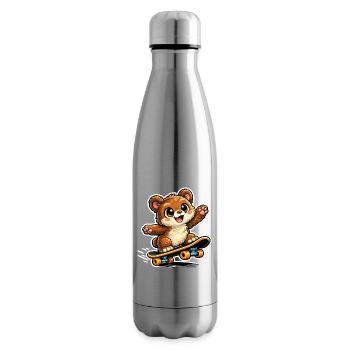 Cuddly Bear Skateboard Adventure - Insulated Water Bottle - silver - Right