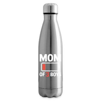 Mom of 3 Boys Battery Low - Insulated Water Bottle - silver - Right