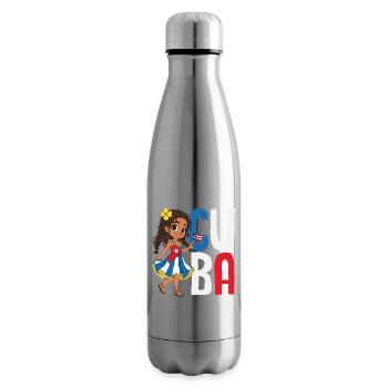 Cuba Pride & Home - Design du drapeau de Cuba - Bouteille isotherme - argent clair - Droite