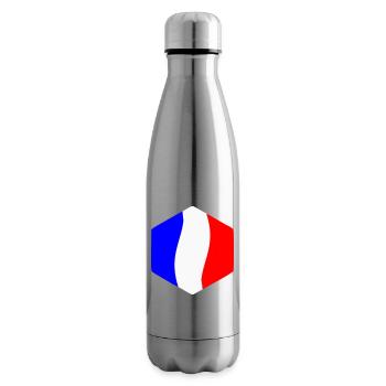 Abstract Tricolor Blue White Red Curved - Insulated Water Bottle - silver - Right