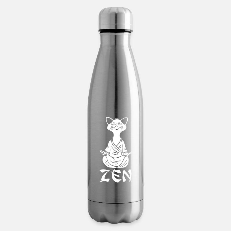 Zen Weiße Katze - Isolierflasche - Lightsilver