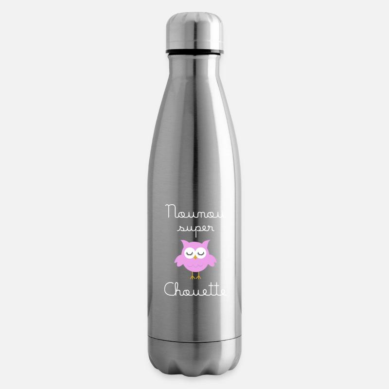 Nounou super chouette (écrit blanc) - Bouteille isotherme - argent clair