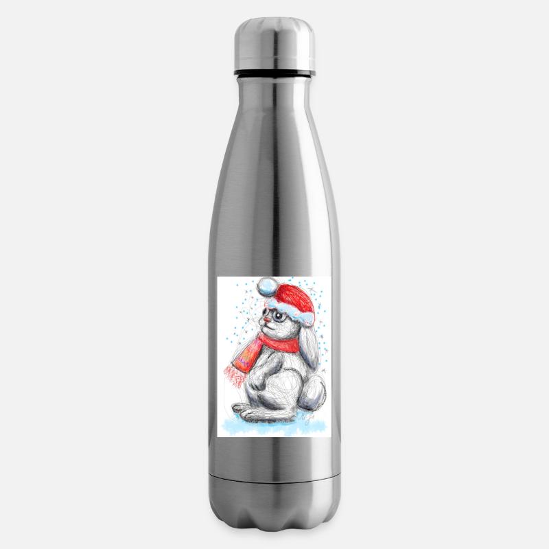 Süßer Osterhase mit Weihnachtsmütze - Isolierflasche - Lightsilver