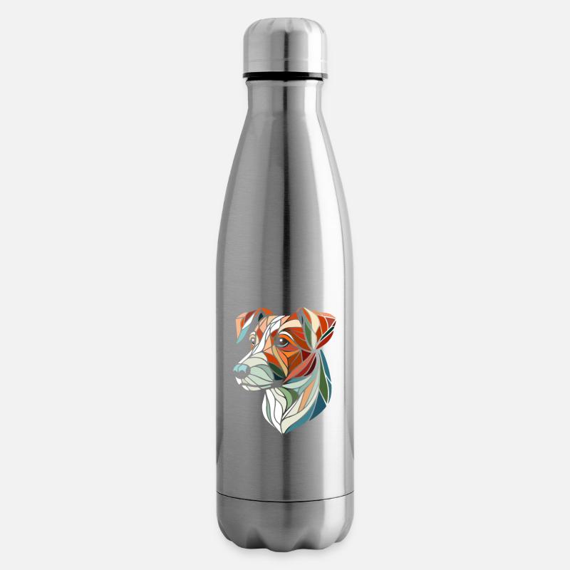 Geometrischer Jack Russel Hundekopf, Polygon Kunst - Isolierflasche - Lightsilver