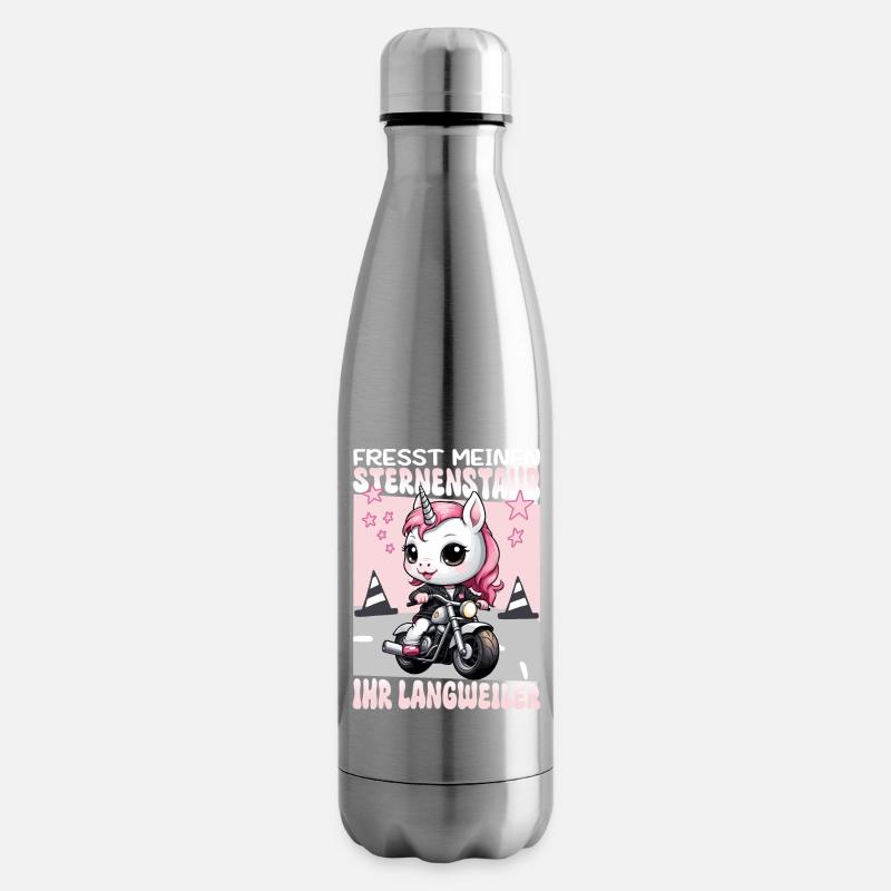 Einhorn auf Motorrad - Isolierflasche - Lightsilver