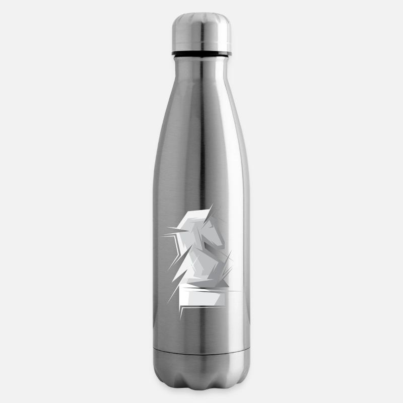 Tournoi du club de figures d’échecs abstraites de cheval d’échecs - Bouteille isotherme - argent clair
