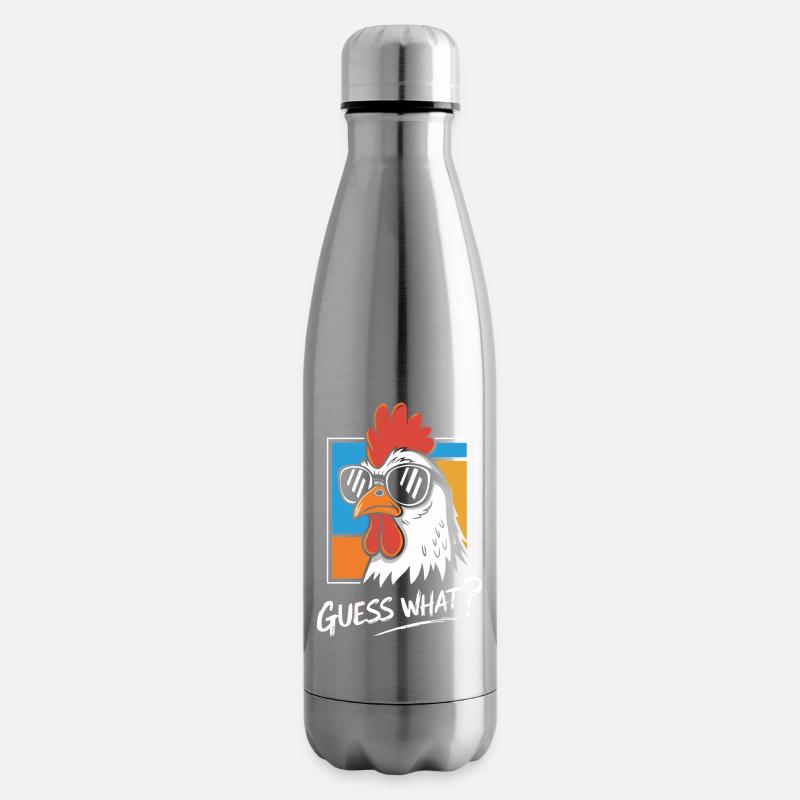 Coq drôle avec impression de lunettes de soleil - Bouteille isotherme - argent clair