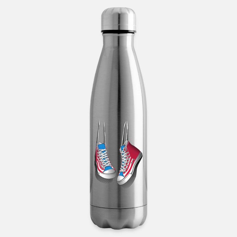 Baskets et lacets de chaussures - Bouteille isotherme - argent clair