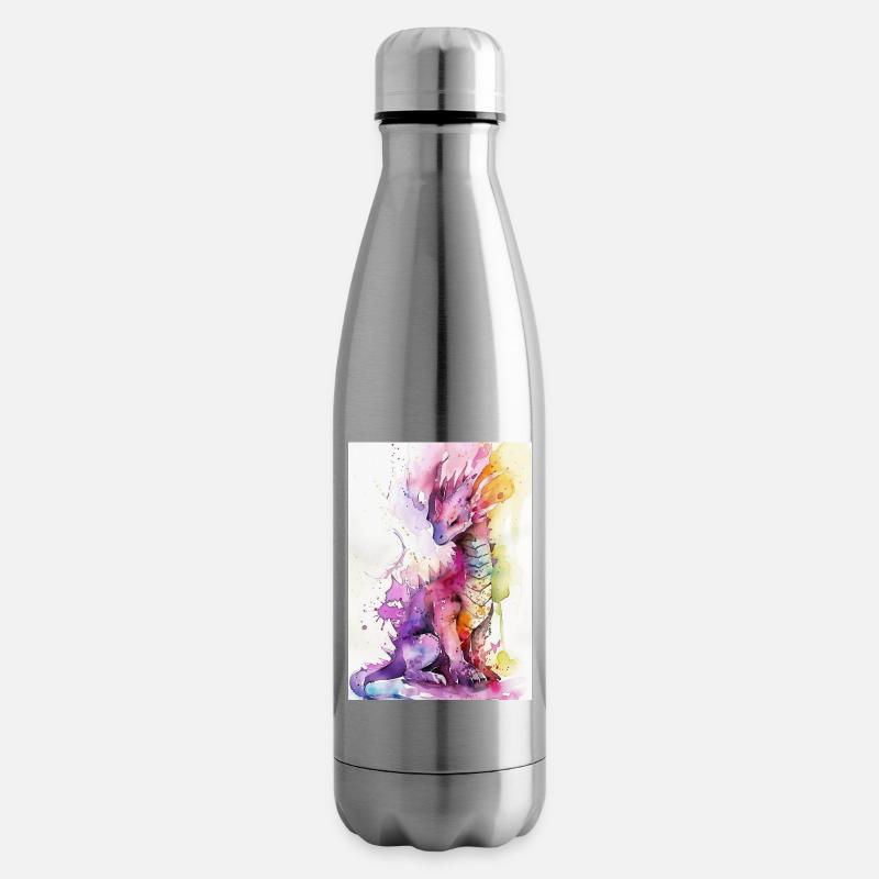 Regenbogen Aquarell Drache - Isolierflasche - Lightsilver