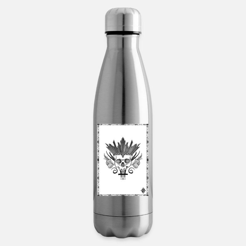 Schädel gekrönt mit schwarzen und weißen Schwertern - Isolierflasche - Lightsilver