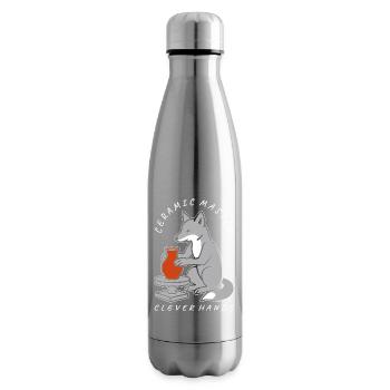 Ceramic Master Fox on Pottery Wheel - Insulated Water Bottle - silver - Right