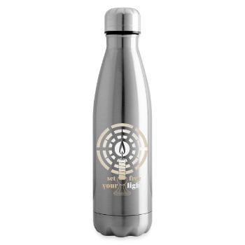 Golden Glow – Minimalist Art Deco Candle  - Insulated Water Bottle - silver - Right
