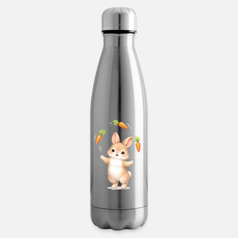 Süßer Hase jongliert Karotten - Isolierflasche - Lightsilver
