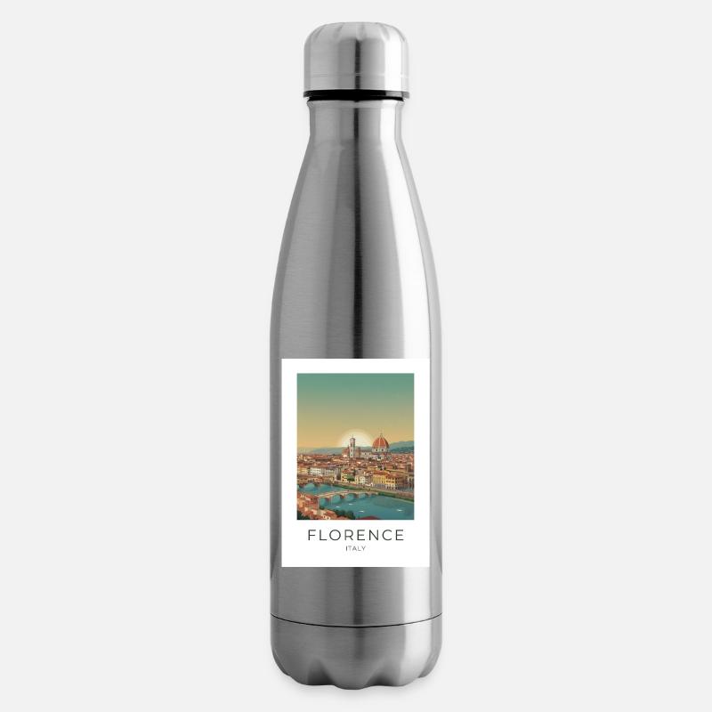 Crépuscule au-dessus de la cathédrale de Florence - Bouteille isotherme - argent clair