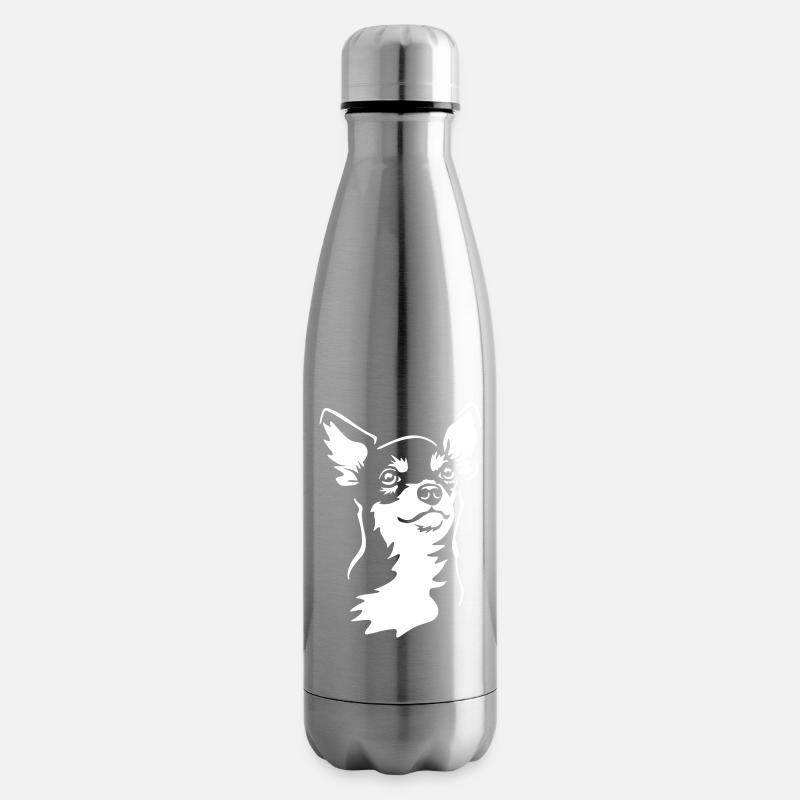 Chihuahua Kopf "Black Edition" - Isolierflasche - Lightsilver