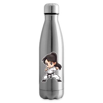 Style de dessin animé de Karaté Girl - Bouteille isotherme - argent clair - Droite