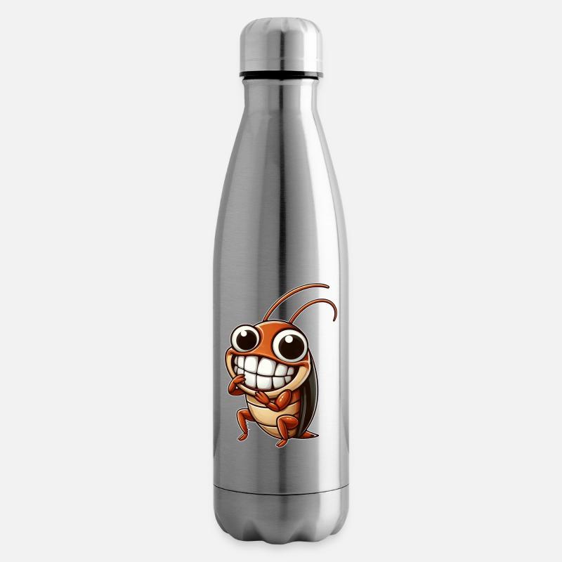 Mignon cafard cafard dessin animé bande dessinée - Bouteille isotherme - argent clair