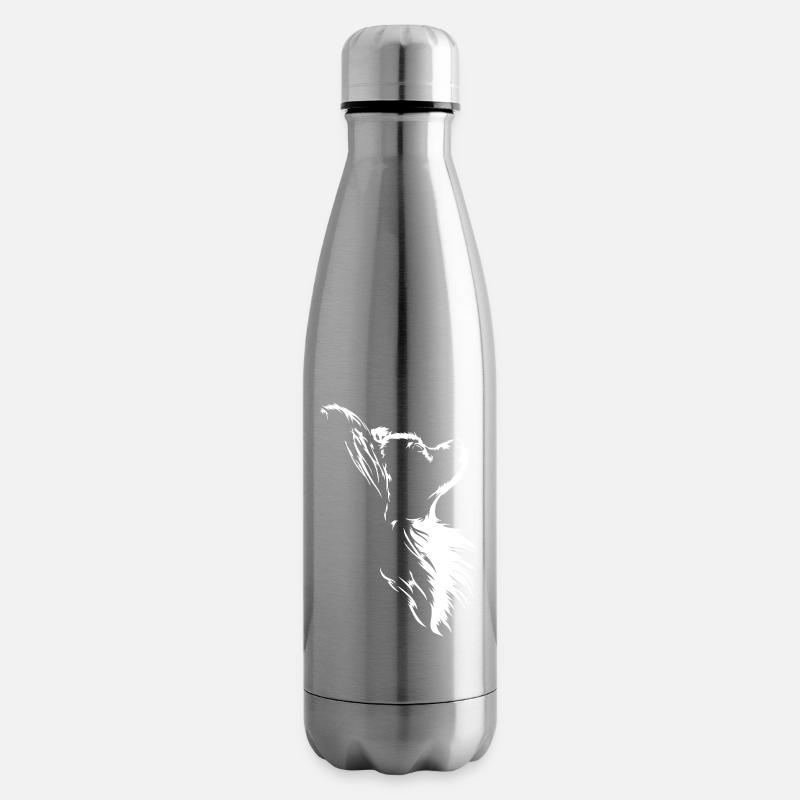 Papillon Silhouette Hunde Portrait Wilsigns - Isolierflasche - Lightsilver