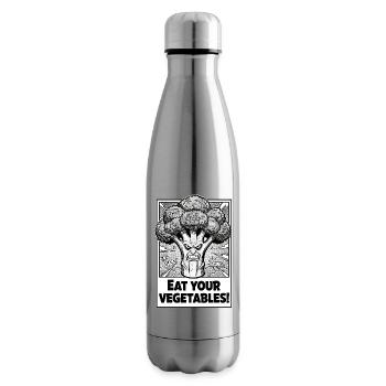 Angry Broccoli Saying: Eat Your Vegetables - Insulated Water Bottle - silver - Right