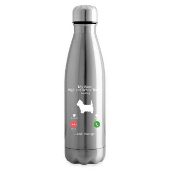 Westie West Highland White Terrier Splash Art - Isolierflasche - Lightsilver - Rechts