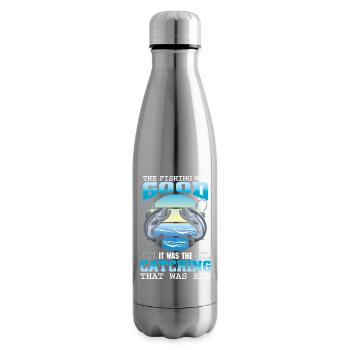 Angler Fisherman Petri Disciple Saying Fishing Funny - Insulated Water Bottle - silver - Right