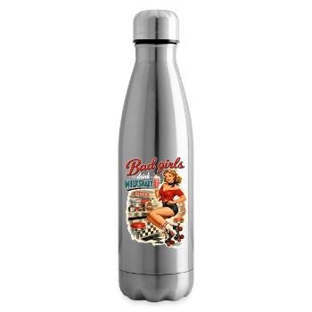 Pin-Up Bad Girls Drink Milkshakes: 50s Diner Style - Insulated Water Bottle - silver - Right