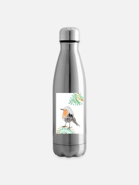 Rotkehlchen Poster - Isolierflasche - Lightsilver