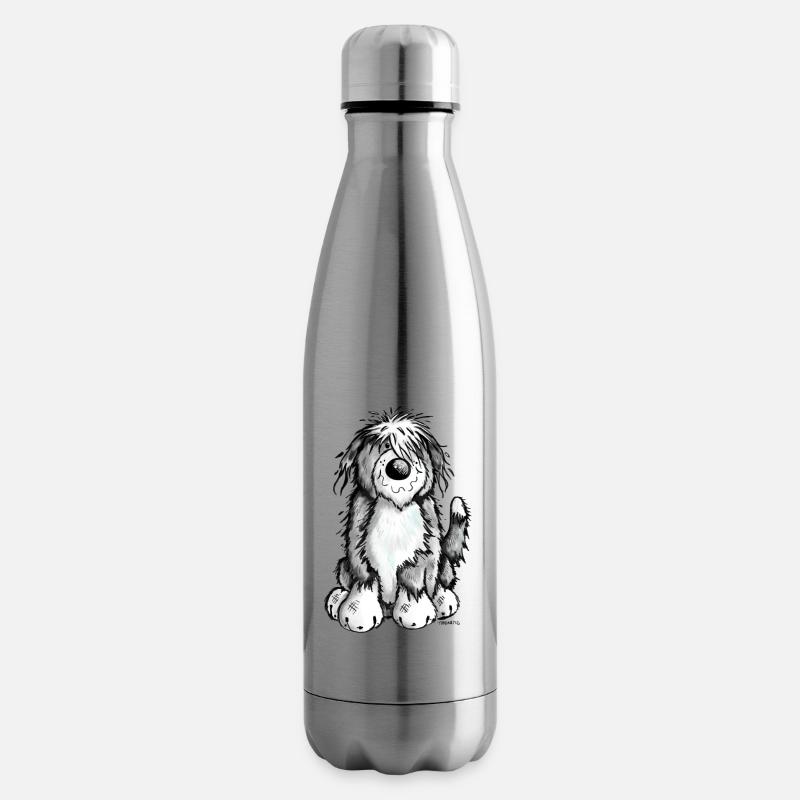 Cute Bearded Collie - Insulated Water Bottle - silver